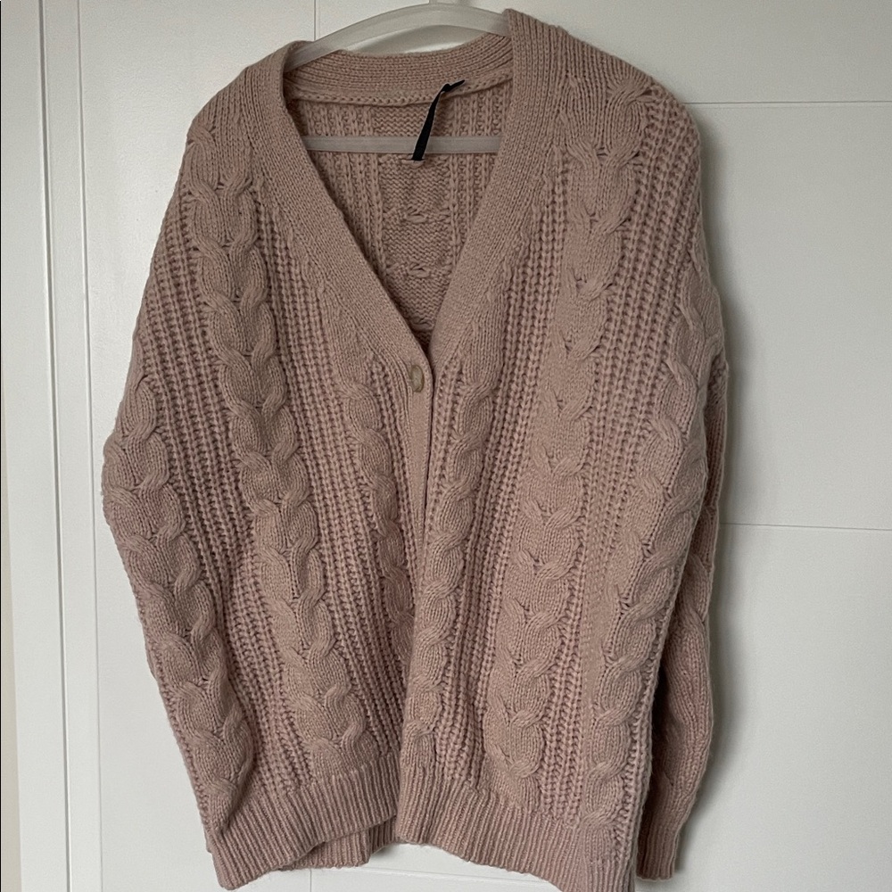 Jenni Kayne Cable Knit Cardigan in Blush
